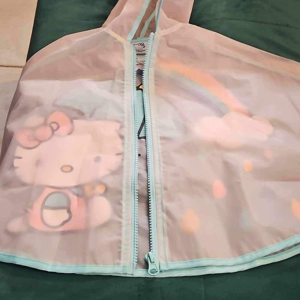 Hello Kitty Rainbow Umbrella Kids Rain Poncho Pink Light Blue Yellow White 2T - Picture 8 of 8
